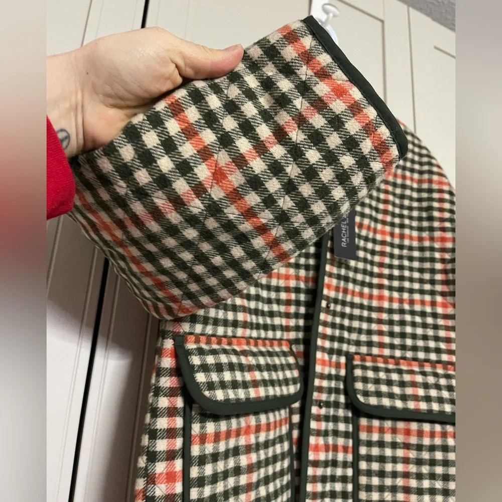 NWT Rachel Zoe Oversized Plaid Quilted Snap Down Wool Blend Jacket - Picture 5 of 11